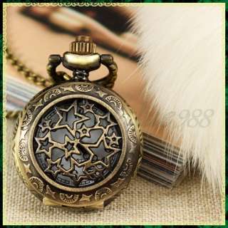 Antique Mens Womens Quartz Pocket Watch Pendant Necklace Chain 