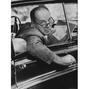 Author Vladimir Nabokov Writing in His Car. He Likes to Work in the 