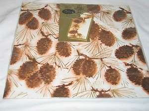   Gibson Pine Cone CHristmas Gift Wrap Wrapping Paper & Tags IOP T12