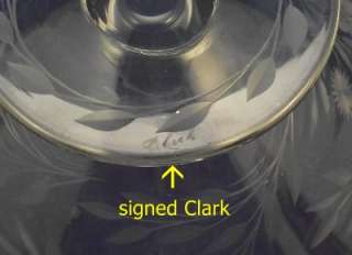 Signed Clark ABP Intaglio Cut Glass Center Bowl  