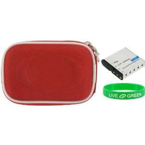  2n1 Nylon Hard Shell Case (Red) and NP BK1 Battery for 