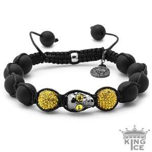    Black Plated Yellow CZ Skull Urban Disco Ball Bracelet Jewelry