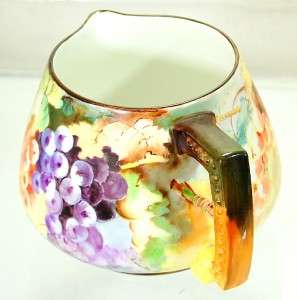 1913 Pouyat Limoges HP Grapes Signed Lemonade Pitcher Hand Painted 