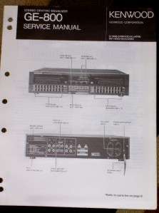 Kenwood GE 800 Graphic Equalizer Service/Parts Manual  