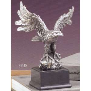 Eagle Sculpture   Pewter Colored Resin   7.5 Tall