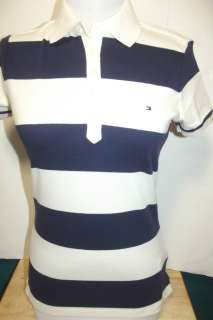 NEW WITH TAG TOMMY HILFIGER WOMENS POLO SHIRT WHITE MULTI TEE TOP 