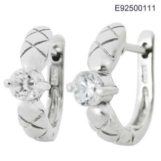 925 Sterling Silver Petite Half Hoop Earrings w/ CZ  