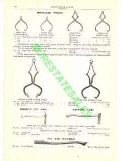 1903 Antique Ice Tongs Boston Axe Tool Catalog AD  