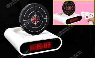 New 3 Laser Funny Gun Target Alarm Desk Clock Cool Gadget Toy Novelty 