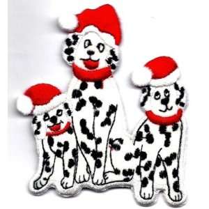 BUY 1 GET 1 OF SAME FREE/Iron On Applique/Christmas, 3 Dogs with Santa 