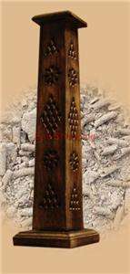 Hand Carved Wooden Tower Incense Burner Holder w/ Gift  