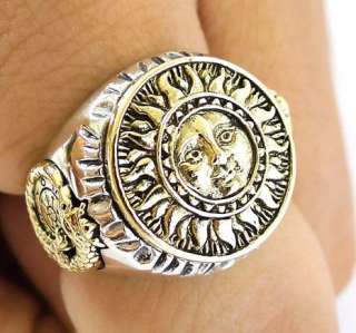 THE SUN TAROT STERLING SILVER FORTUNE LUCKY RING 10.5  