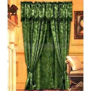  Luxury Forest Green Tone on Tone Curtain Set w/ Valance 