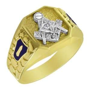  10k Yellow Gold Diamond Masonic Ring Jewelry