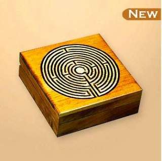New Labyrinth Design Linden Wood Jewelry Keepsake Box  