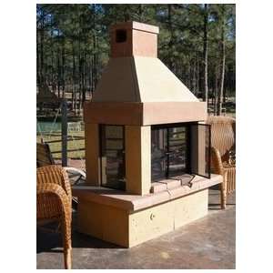   Stone Outdoor Open Gas Fireplace (Copper/Tan) Patio, Lawn & Garden