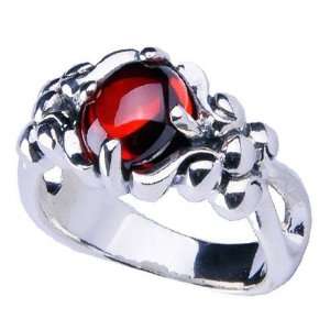   Silver .925 Ring Inlaid w/ Natural Gemstone Ruby for Womens Jewelry
