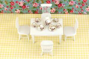 Dollhouse Miniature Dining Room Kitchen Table Chair Set  