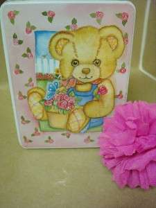 Teddy Bear Case Stationery Co INC Tin Box Very Pretty  