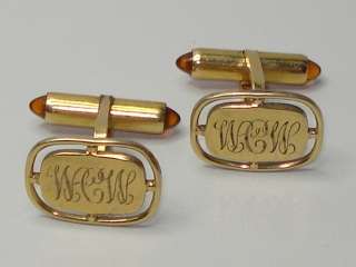 Vintage Krementz Gold Fill or RGP Cufflinks w/Stones  