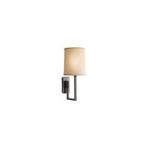 Barbara Barry Aspect Library Sconce in Bronze with Ivory Linen Shade 