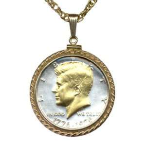 toned 24k Gold on Sterling Silver World Coin Necklaces in Gold 