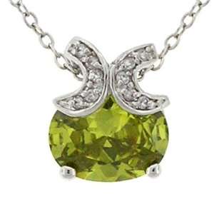  Moon Crescent Sweethearts   Pendant with Peridot Solitaire 