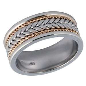    14K White & Yellow Gold Rope Weave Wedding Ring SZUL Jewelry