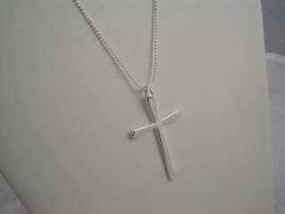 NEW Sterling Silver LARGE 2 CROSS NECKLACE 18 Bead chain NWT  
