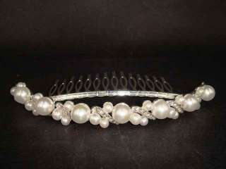 Bridal Rhinestone Faux pearl Headpiece Hair tiara Comb RB434  