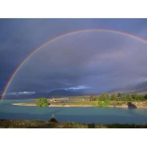  Rainbow over Lake Tekapo, Canterbury, South Island, New Zealand 