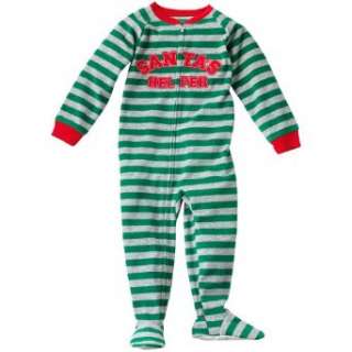  Carters Santas Helper Striped Fleece Footed Pajamas 