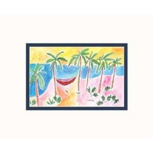 Palm Trees & A Hammock Pre Matted Poster Print by Christina Keating 