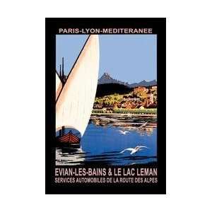  Evian les Bains and le Lac Leman 12x18 Giclee on canvas 