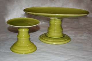 Home Art Lime Green Pottery Display Pedestal Stands  
