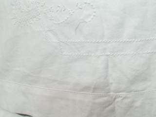 Antique Monogrammed Embroidery White Linen Single Sheet  