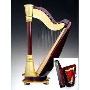  Harp  Wooden Miniature Musical Instrument w/ Case Musical 