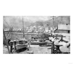  Winter Scene on the Harbor   Ketchikan, AK Giclee Poster 