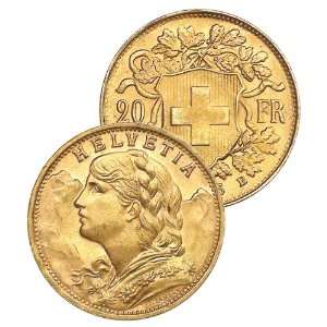  Swiss Gold Coin 20 Franc Helvettia Pre 1933 Brilliant 