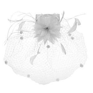Jane Tran Hair Accessories Feather Comb with Net Veil, 1 ea