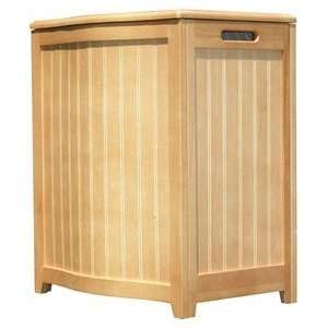  Natural Finished Bowed Front Laundry Wood Hamper with 