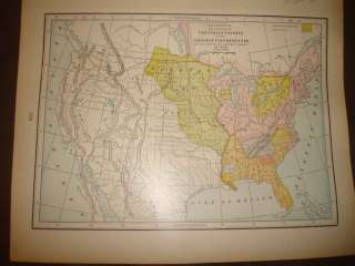   1902 NATIVE INDIAN NATIONS UNITED STATES TEXAS FLORIDA MICHIGAN MAP NR