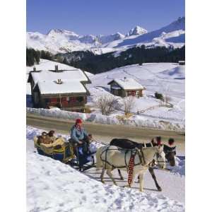  Horse Drawn Sleigh at Ski Resort, Arosa, Graubunden Region 