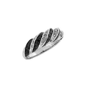 Ladies Noir White & Black Diamond Ring in 14k White Gold with .22 ct 