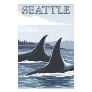  Orca Whales #1, Seattle, Washington Giclee Poster Print 