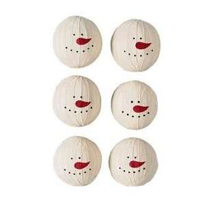  Set of 6 Large Snowman Rag Balls