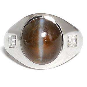   Mens Cats Eye Chrysoberyl & Diamond Mens Ring Solid Platinum Jewelry
