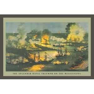 Splendid Naval Triumph on the Mississippi   Paper Poster (18.75 x 28.5 