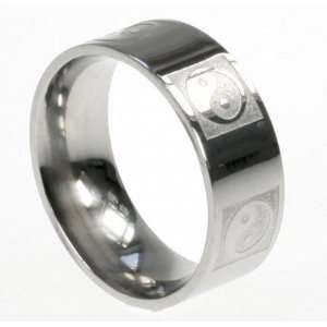   Ring with Yin and Yang Symbols, Width  9mm, Sizes 9.0 12.0 Jewelry