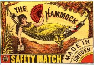 MATCHBOOK ART FRIDGE MAGNET 25 GIRL IN HAMMOCK  